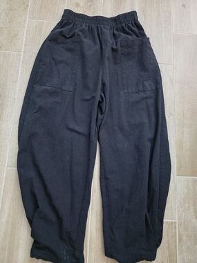 Cupshe Lounge Black Elastic-Waist Casual Pants With Front Pockets